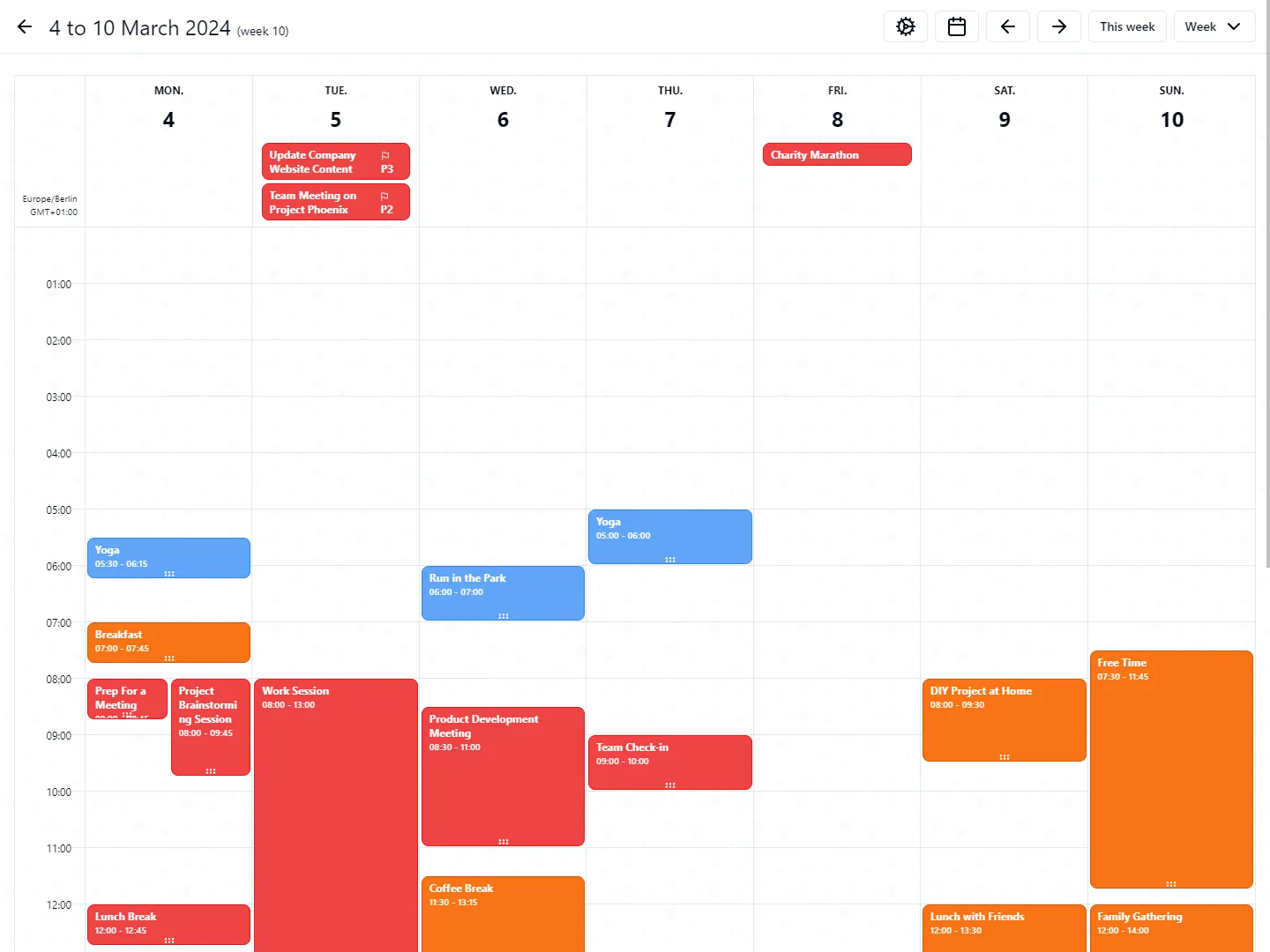 Calendar - Weekly